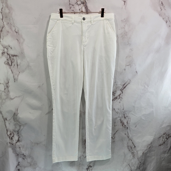 Garnet Hill Pants Women 6 White Chino High Rise Crop Short Pima Ankle - Picture 5 of 13